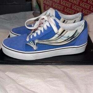 NWT Vans “Off The Wall” Old Skool Warp Nebulas Blue Chrome